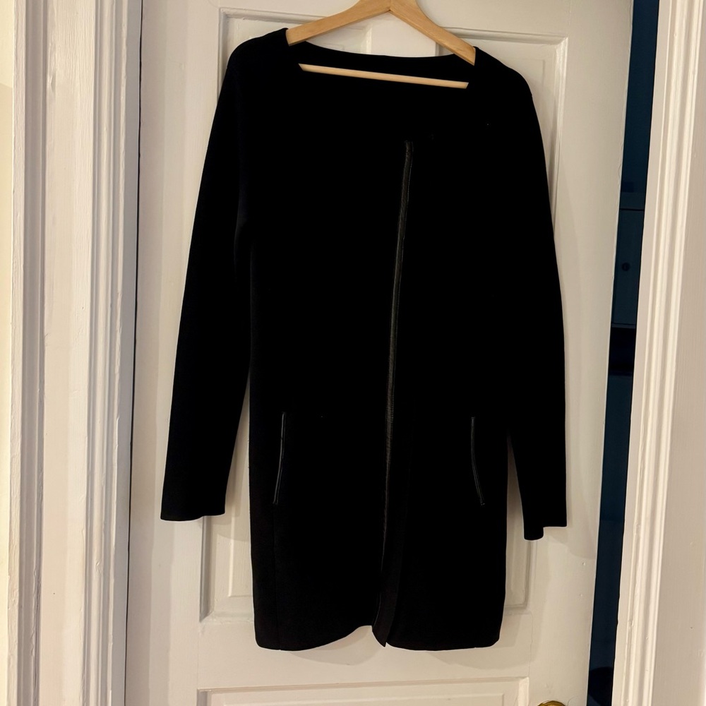 Silk Jacket with Leather Trim